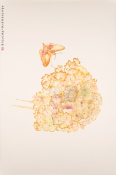 王依雅 《繁空录花冠·闹蛾》 67.5×44.5cm 纸本设色 2021
