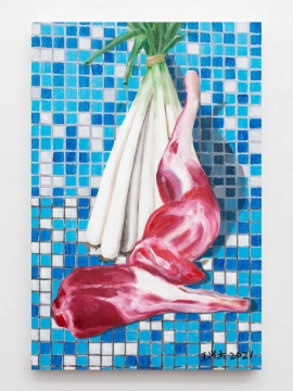王兴杰 《探亲菜》 90×60cm 布面丙烯 2021
王兴杰 《探亲菜》 90×60cm 布面丙烯 2021