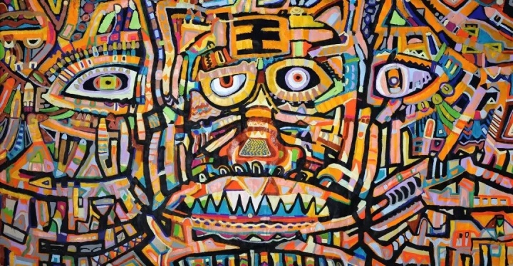 《三只老虎》134×260cm 纸上作品 2022
《三只老虎》134×260cm 纸上作品 2022