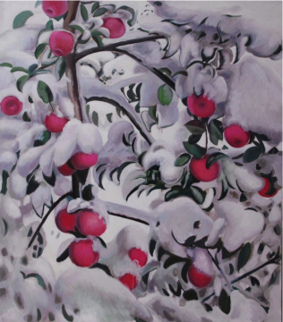 张文钦《 被雪覆盖的苹果树》 150×130cm 布面油画 2021 © 张文钦, 图片由艺术家提供
