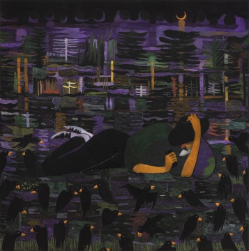 代洲《草地上的午夜》150x150cm 布面油画 2020-21
代洲《草地上的午夜》150x150cm 布面油画 2020-21