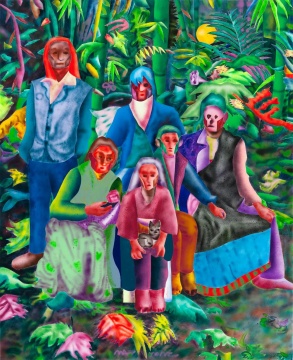 梁曼勇《家族》 布面丙烯 160×130cm 2019
梁曼勇《家族》 布面丙烯 160×130cm 2019