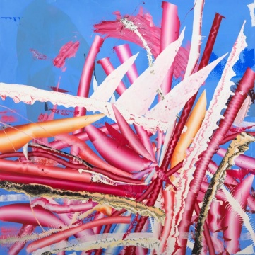 周园《红色-珊瑚》布面丙烯综合媒介 150×150cm 2022
周园《红色-珊瑚》布面丙烯综合媒介 150×150cm 2022