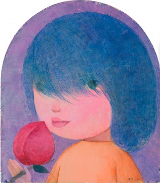 忻洛汀《弄枝》布面丙烯 80×70cm 2022 忻洛汀《弄枝》布面丙烯 80×70cm 2022