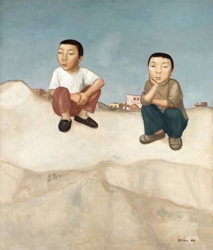 段建伟 《蹲着的小孩》 132×110cm 布面油画 2004 
