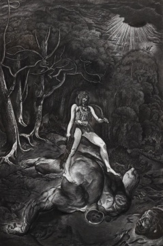 龚辰宇 《偶像-大卫与歌利亚II》296×197.5cm 纸本素描 2019 
