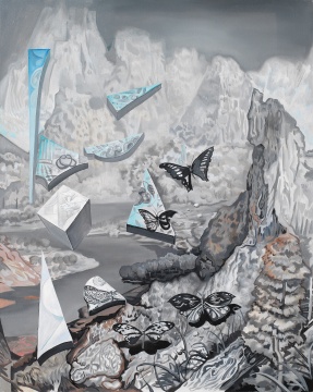 熊宇 《山与蝶》 2021 布面油画 100×80cm
