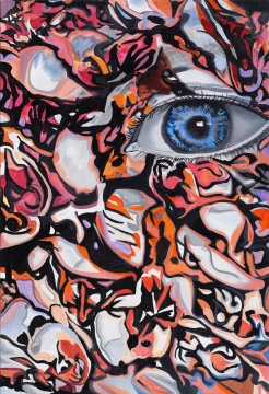 熊宇 《循环的红色图形》 2020 布面油画 60×40cm 
