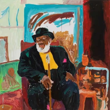 《居民-教父》168×168cm 布面油画 2021
《居民-教父》168×168cm 布面油画 2021