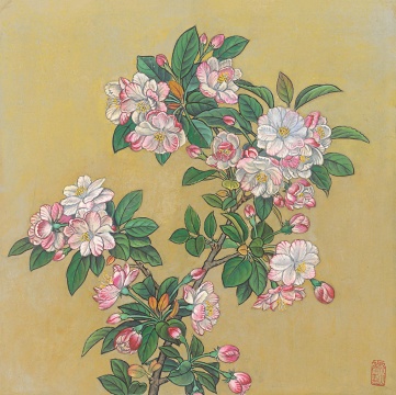 《海棠》38×38.5cm 纸本设色 1980年代
