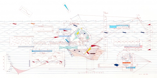 《水和岸》  70×138cm 宣纸水墨  2021
