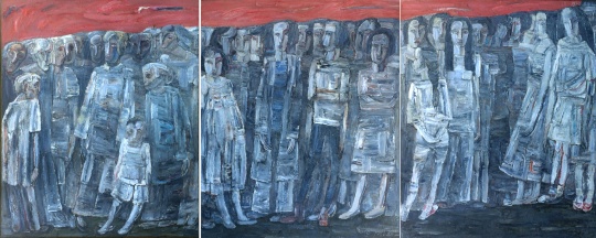 《吃喜酒的女人们》 油画 195×161cm×3 1989年
《吃喜酒的女人们》 油画 195×161cm×3 1989年