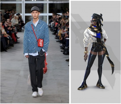 左图：路易威登2017秋冬男装秀look 12 ©LOUIS VUITTON MALLETIER - LUDWIG BONNET    
右图：Senna，英雄联盟总决赛，2020
