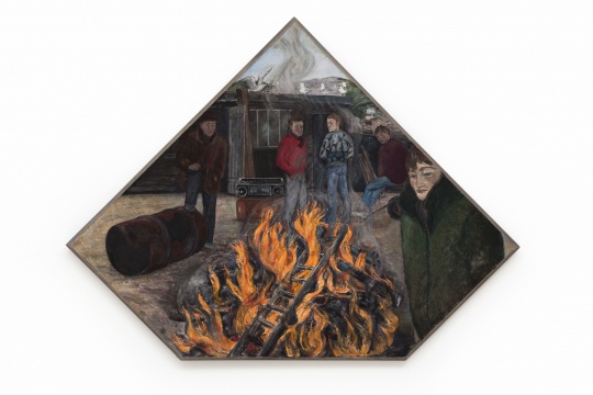 《篝火，音乐与闲逸的时光》135x178x6cm 木板油画 1987
