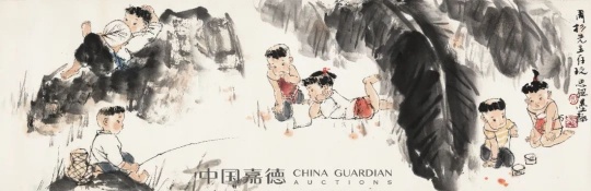 《童趣图》 45.0×138.0cm镜心 设色纸本
《童趣图》 45.0×138.0cm镜心 设色纸本