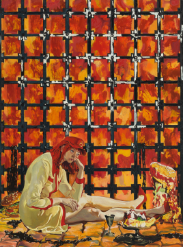 龚辰宇 服务员 2022 布面油画 200×150cm
龚辰宇 服务员 2022 布面油画 200×150cm