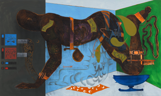 皆藤斋/ KAITO Itsuki   机制（情感仪表盘）2022  布面油画，木炭 180 × 150cm ×2
