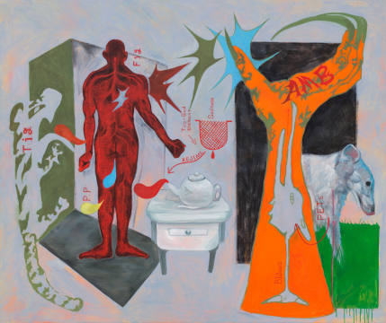 皆藤斋/ KAITO Itsuki 机制(橙色 Amazones之手) 2022 布面油画,木炭 150 × 180cm
皆藤斋/ KAITO Itsuki 机制(橙色 Amazones之手) 2022 布面油画,木炭 150 × 180cm