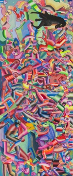 梁曼勇 《八骏图》 200×480cm&nbsp;布面丙烯&nbsp;&nbsp;2021
