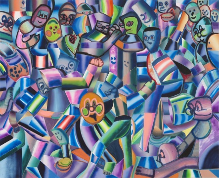 梁曼勇 《对决》&nbsp; 130×160cm 布面丙烯 2021&nbsp;
