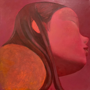 苗妙《⾯颊》40 × 40 cm 布⾯丙烯 2022
