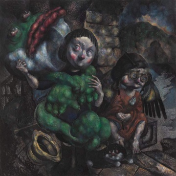 邱炯炯 《乐山巴比松之女孩驮着悲伤》铝板油彩120×120cm_2022.