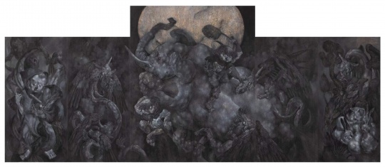 邱炯炯《洗象图 》木板丙烯300×720cm_2016-2021
