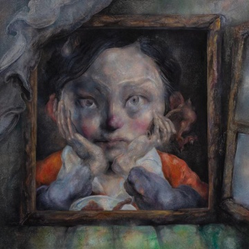 邱炯炯《窗边的丽达》 60x60cm
