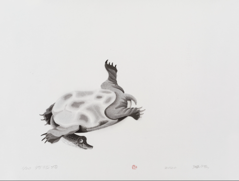 《玲珑塔》，水印木刻版画，74.3×55cm，2020
