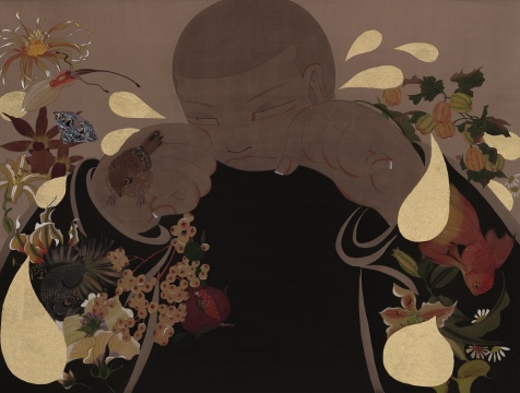 狄青 假哭 2021 绢本设色、金箔 52×69cm
狄青 假哭 2021 绢本设色、金箔 52×69cm