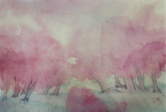 《桃花源5》34.5x51cm 纸本设色 2022
《桃花源5》34.5x51cm 纸本设色 2022