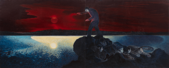 《红色的天空》,布面油画,180 × 440 cm,2007
《红色的天空》,布面油画,180 × 440 cm,2007