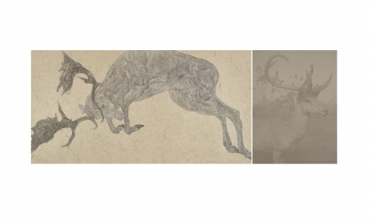 《恓惶_Terrified Beings.42(搭配 物候记 Phenology.3)》200×104cm 手工纸、墨水、亚克力 2021
《恓惶_Terrified Beings.42(搭配 物候记 Phenology.3)》200×104cm 手工纸、墨水、亚克力 2021