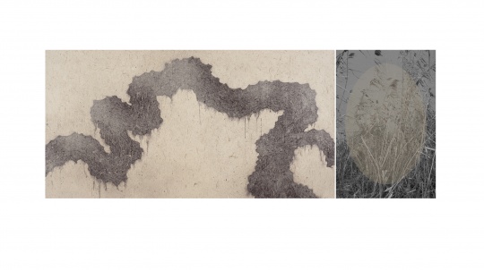 《身外_Outside.25 (搭配 物候记 Phenology.6)》200×104cm 手工纸、墨水、亚克力 2018
《身外_Outside.25 (搭配 物候记 Phenology.6)》200×104cm 手工纸、墨水、亚克力 2018