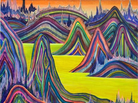 黄宇兴,《硫磺湖》,2018,布面丙烯,150x 200cm
黄宇兴,《硫磺湖》,2018,布面丙烯,150x 200cm