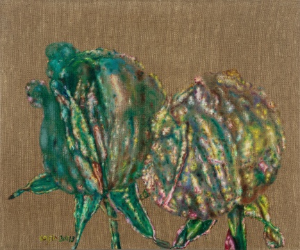 《俩朵花》60×50cm 布面油画 2021
《俩朵花》60×50cm 布面油画 2021