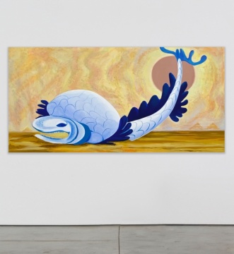 艾丽森· 卡茨 《鲸鱼 III》 122 x 244 cm 布面油画 2021 图片由艺术家和Luhring Augustine, New York提供 courtesy the artist and Luhring Augustine, New York. 
