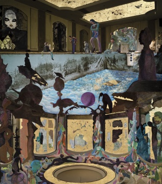 陈彧君,《局外人》,2022,水彩纸上综合材料,302×266 cm
陈彧君,《局外人》,2022,水彩纸上综合材料,302×266 cm