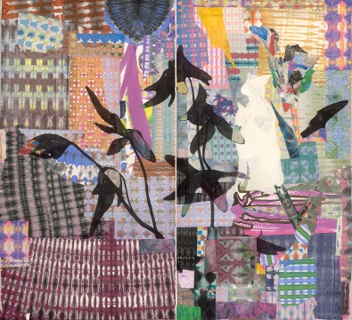 《世界地图No.1-No.4》(2联)200×110cm×2 麻布上综合材料 2018-2021
《世界地图No.1-No.4》(2联)200×110cm×2 麻布上综合材料 2018-2021