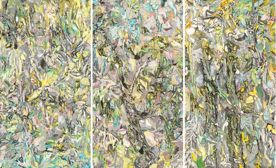 《瞻彼淇奥No.2》(3联)200×110cm×3 纸上综合材料 2022
《瞻彼淇奥No.2》(3联)200×110cm×3 纸上综合材料 2022