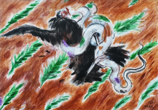 《龙和凤1#》55X79cm 布面油画 2022
《龙和凤1#》55X79cm 布面油画 2022