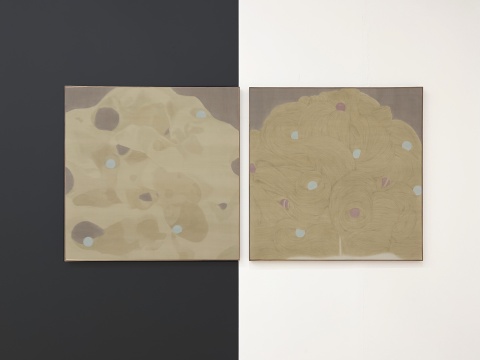 王晴园 《景观再造》(双联画)绢本设色 90×90cm ×2 2022-2023
王晴园 《景观再造》(双联画)绢本设色 90×90cm ×2 2022-2023