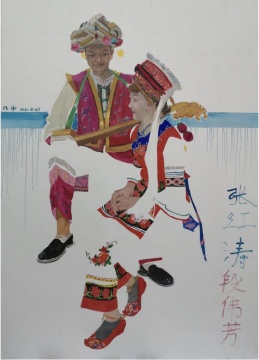 《蝴蝶泉畔》200cm×140cm 2020年 布面油画
《蝴蝶泉畔》200cm×140cm 2020年 布面油画