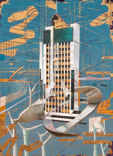 崔洁《昆明长途电信枢纽大厦》

180×130cm&nbsp;压克力 画布&nbsp;2017

估价：30万-50万港元

2023佳士得香港春拍千禧后晚间拍卖

&nbsp;
