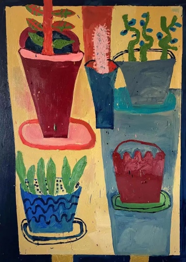 Florence Hutchings《Houseplants on Table (Daytime)》

150×110cm 布面油画 2022-2023
已售，亚洲艺术中心
