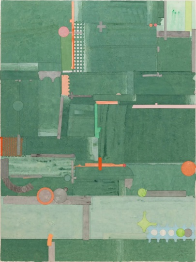 
《英川（古岭组画）》&nbsp;120.8×90.8cm
色、墨、宣纸拼贴 2021

