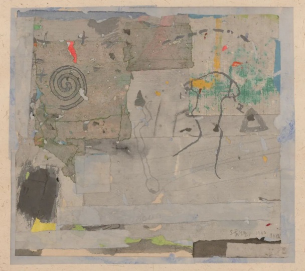 
《无题》&nbsp;38.3×42.5cm&nbsp;
色、墨、宣纸拼贴&nbsp;1993-1999
