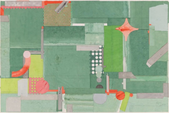 《景宁（古岭组画）》122.8×160.6cm

色、墨、宣纸拼贴&nbsp; 2021

