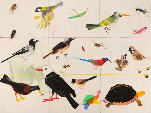 卞少之，《写生珍禽图 》，布面油画，120×160 cm ， 2020
