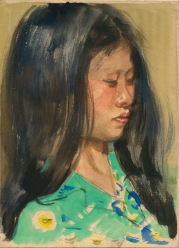 宗其香,《平梅像》,纸本水彩,18.5cm×13.3cm,1959年
宗其香,《平梅像》,纸本水彩,18.5cm×13.3cm,1959年